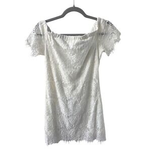 Topshop White Lace Mini Dress Off the Shoulder European Summer White Size 6